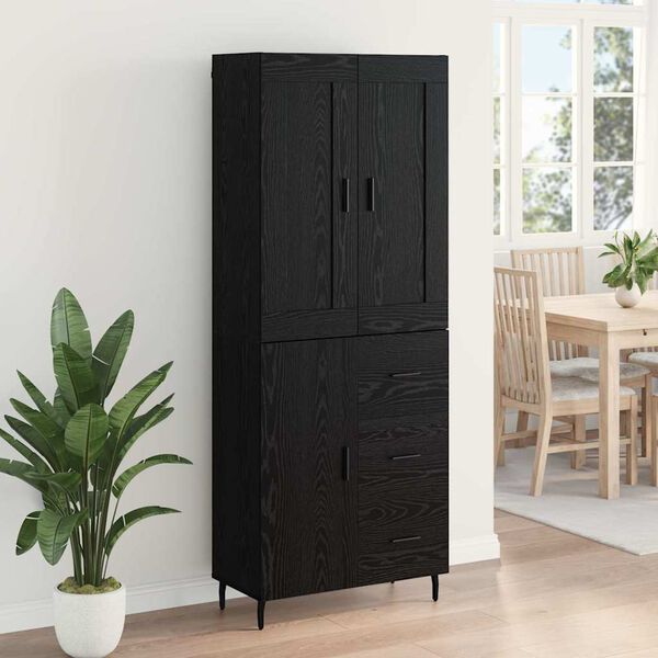 vidaXL Highboard &mu;&epsilon; &sigma;&upsilon;&rho;&tau;ά&rho;&iota; 2 pcs &Mu;&alpha;ύ&rho;&eta; &Omicron;&xi;&upsilon;ά &Epsilon;&pi;&epsilon;&xi;&epsilon;&rho;&gamma;&alpha;&sigma;&mu;έ&nu;&omicron; &xi;ύ&lambda;&omicron;