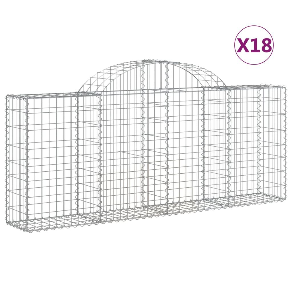 vidaXL Συρματοκιβώτια Τοξωτά 18 τεμ. 200x30x80/100 εκ. Γαλβαν. Ατσάλι