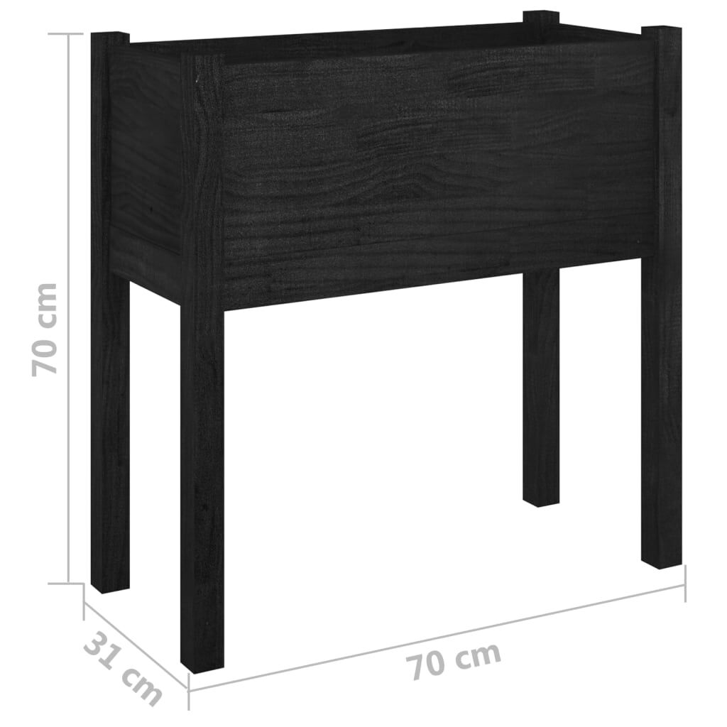 vidaXL Ζαρντινιέρες 2 τεμ. Μαύρο 70 x 31 x 70 εκ από Μασίφ Ξύλο Πεύκου