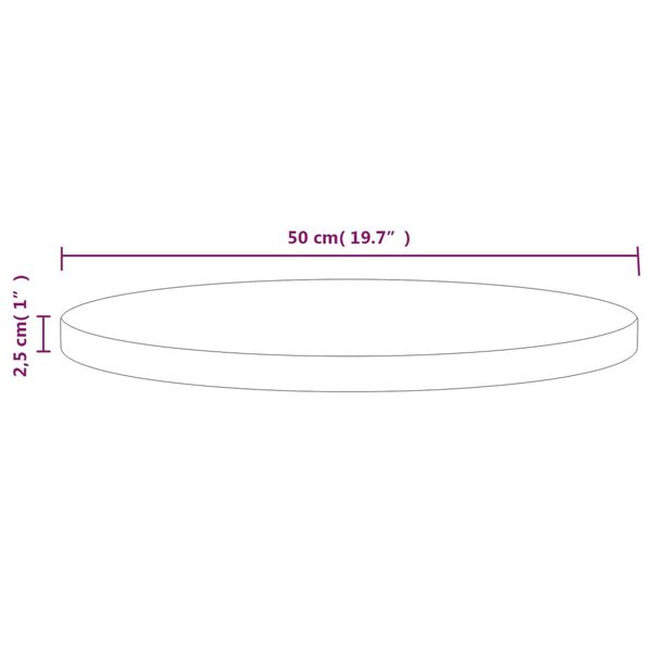 vidaXL Επιφάνεια Τραπεζιού Ø50x2,5 εκ. από Μασίφ Ξύλο Πεύκου