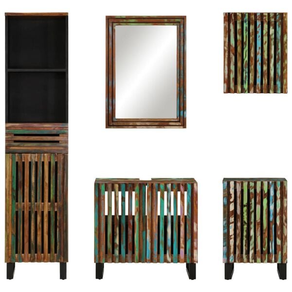 vidaXL Έπιπλα Μπάνιου Σετ 5 Τεμαχίων από Μασίφ Ξύλο Ακακίας