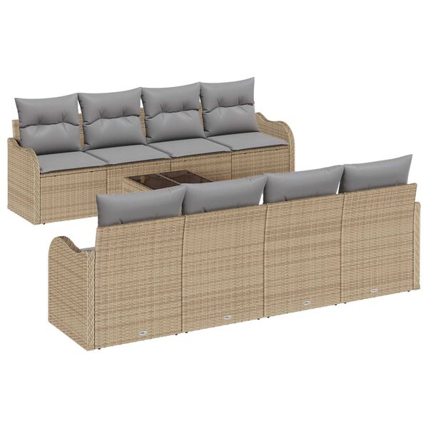 vidaXL Σετ Καναπέ Κήπου 9 pcs Μπεζ και Γκρι 55 x 55 x 37 εκ