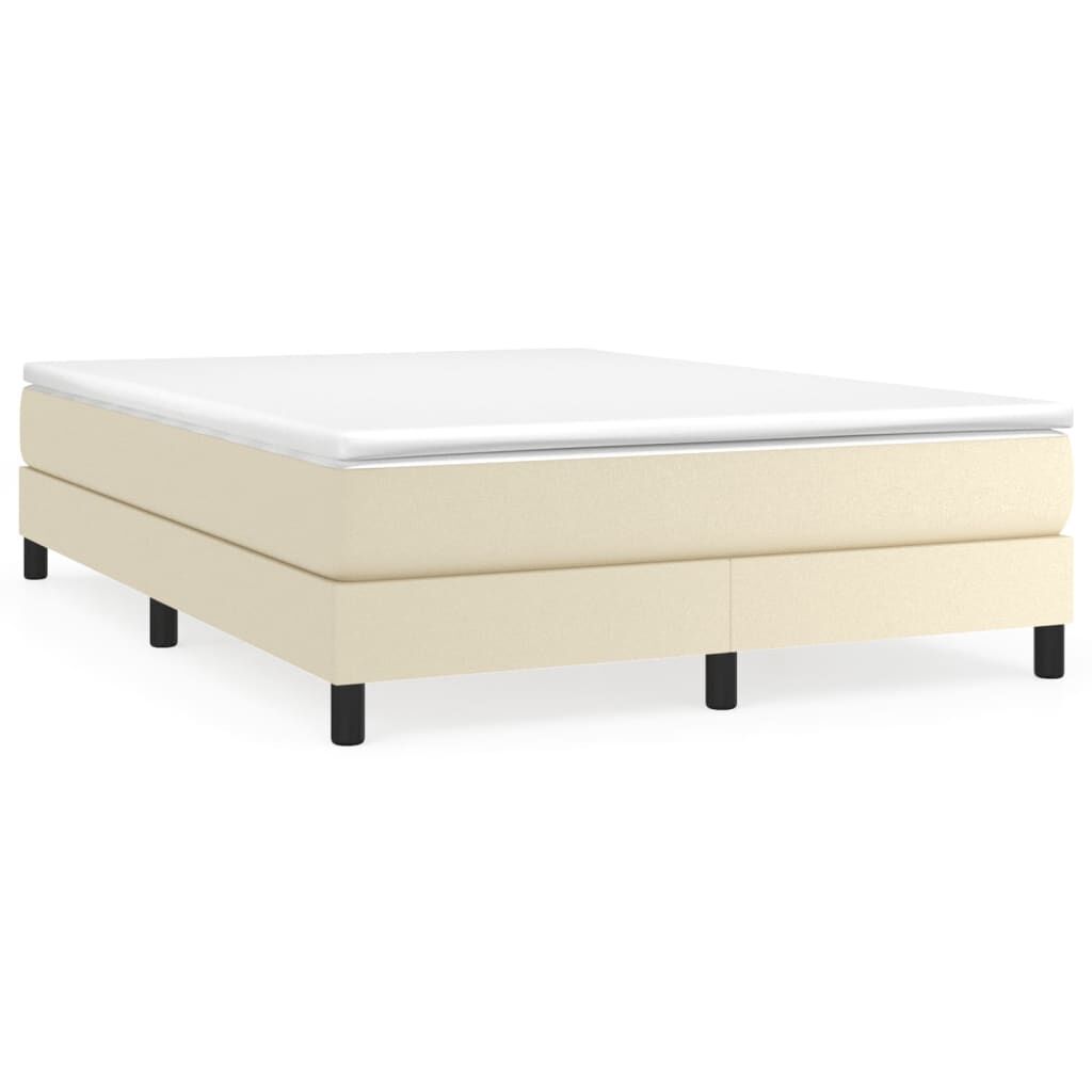 vidaXL Κρεβάτι Boxspring με Στρώμα Κρεμ 140x200εκ. από Συνθετικό Δέρμα