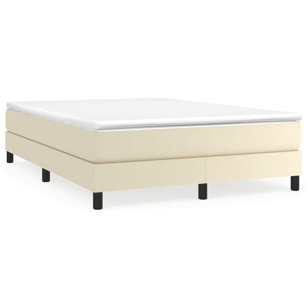 vidaXL Κρεβάτι Boxspring με Στρώμα Κρεμ 140x200εκ. από Συνθετικό Δέρμα