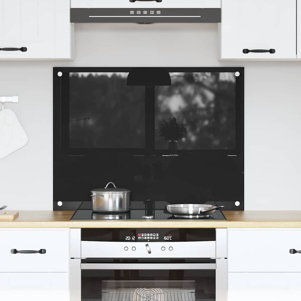 vidaXL Πίσω Πάνελ Κουζίνας Μαύρο 80 x 60 cm σκληρυμένο γυαλί