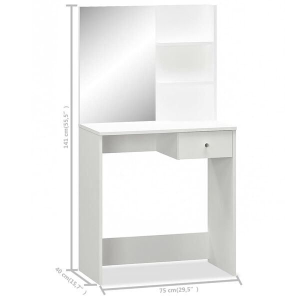 vidaXL Μπουντουάρ Λευκό 75 x 40 x 141 εκ. από Επεξ. Ξύλο