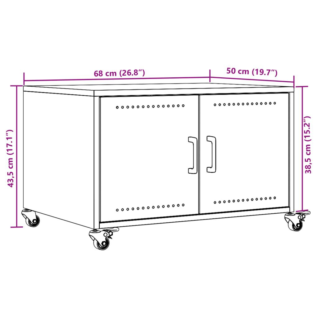 vidaXL Τραπεζάκι Σαλονιού Λευκό 68x50x43,5 εκ. από Ατσάλι
