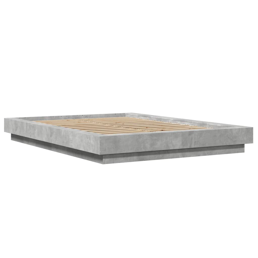 vidaXL Πλαίσιο Κρεβατιού Γκρι Σκυροδέματος 135x190 εκ. Επεξεργ. Ξύλο