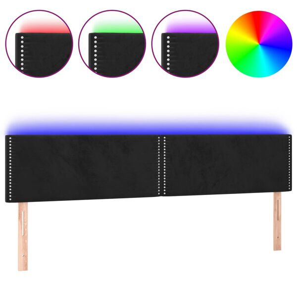 vidaXL Κεφαλάρι Κρεβατιού LED Μαύρο 180x5x78/88 εκ. Βελούδινο