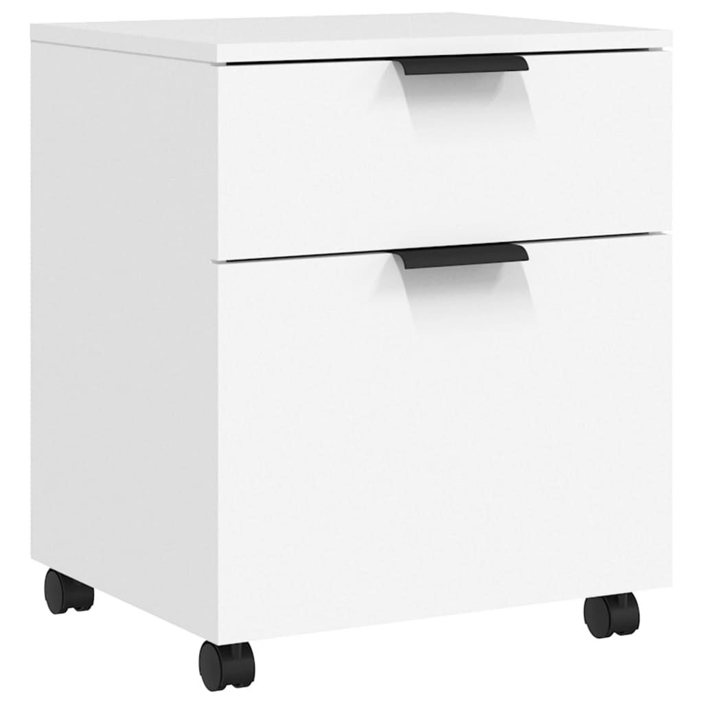 vidaXL Κινητό Ντουλάπι Αρχείων Λευκό 45 x 38 x 54 εκ. Επεξ. Ξύλο Ρόδες