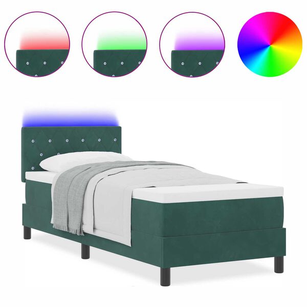 vidaXL Κρεβάτι με ελατήρια Σκούρο πράσινο 80 x 200 cm Βελούδο
