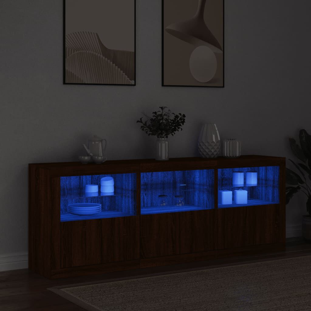 vidaXL Ντουλάπι με LED Καφέ Δρυς 181,5x37x67 εκ.
