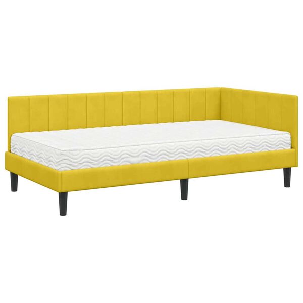 vidaXL Κρεβάτι Γωνίας με στρώμα Κίτρινο 100 x 200 cm Βελούδο