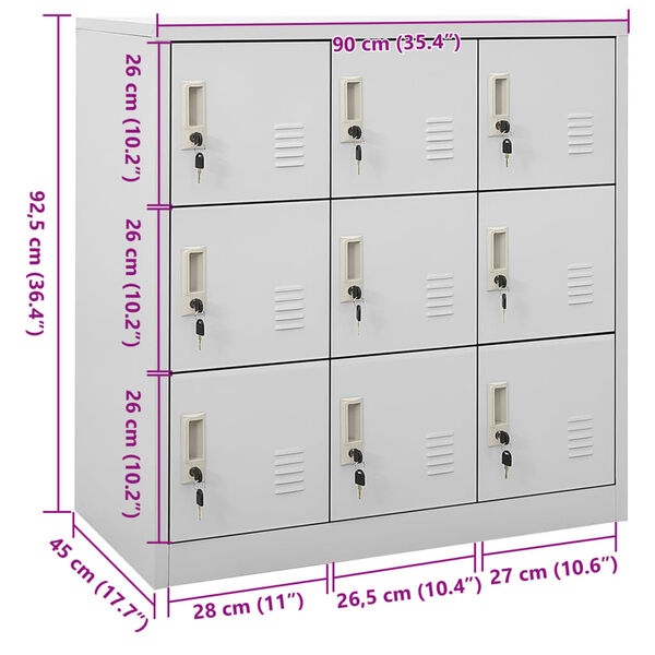 vidaXL Φοριαμός Ανοιχτό Γκρι 90 x 45 x 92,5 εκ. Ατσάλινος