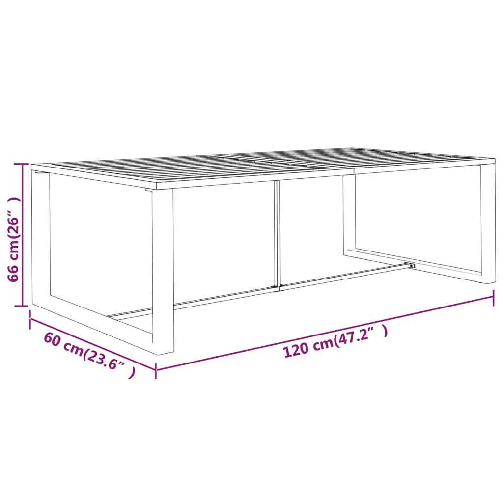 vidaXL Τραπεζαρία Εξωτερικού Χώρου Ανθρακί 120x60x66 εκ. από Αλουμίνιο
