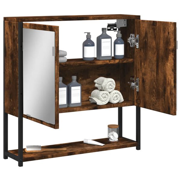 vidaXL Ντουλάπι Μπάνιου Καπνιστή Δρυς 60x16x60 εκ. Επεξεργασμένο Ξύλο