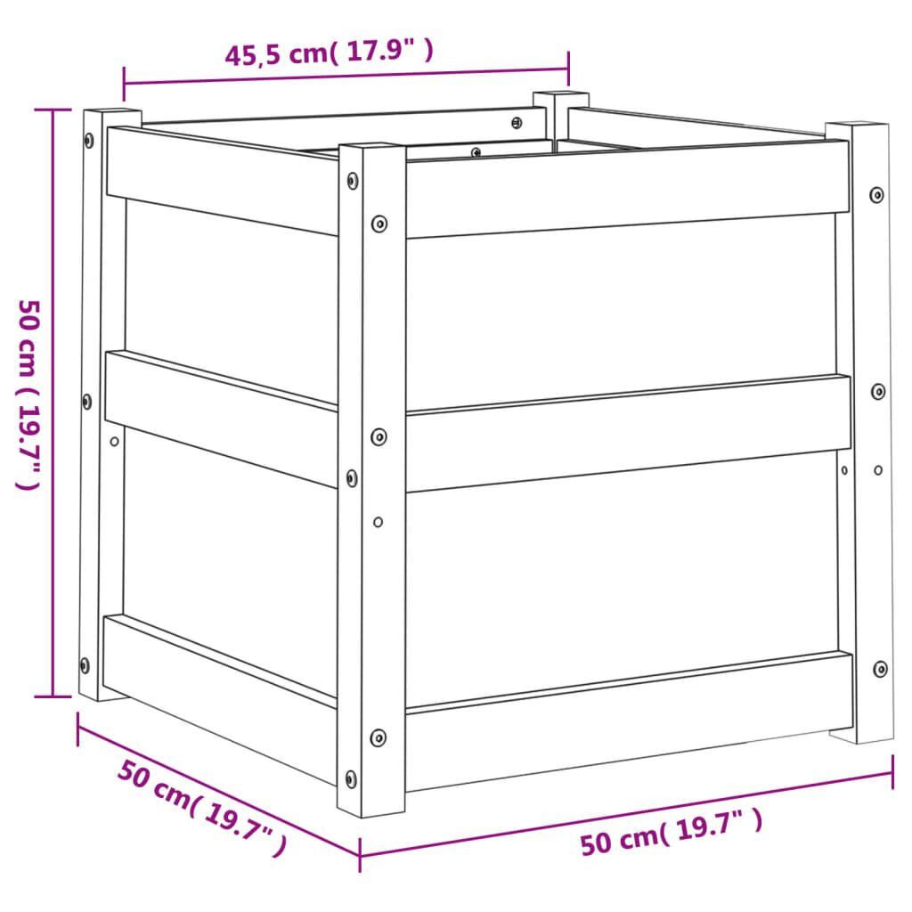 vidaXL Ζαρντινιέρα Λευκή 50 x 50 x 50 εκ από Μασίφ Ξύλο Πεύκου