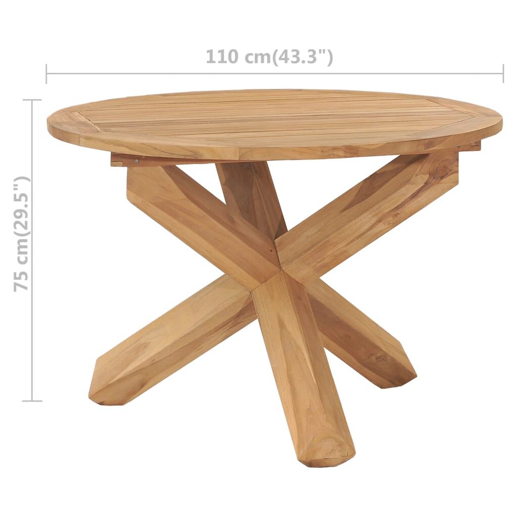 vidaXL Τραπεζαρία Κήπου Ø 110x 75 εκ. από Μασίφ Ξύλο Teak
