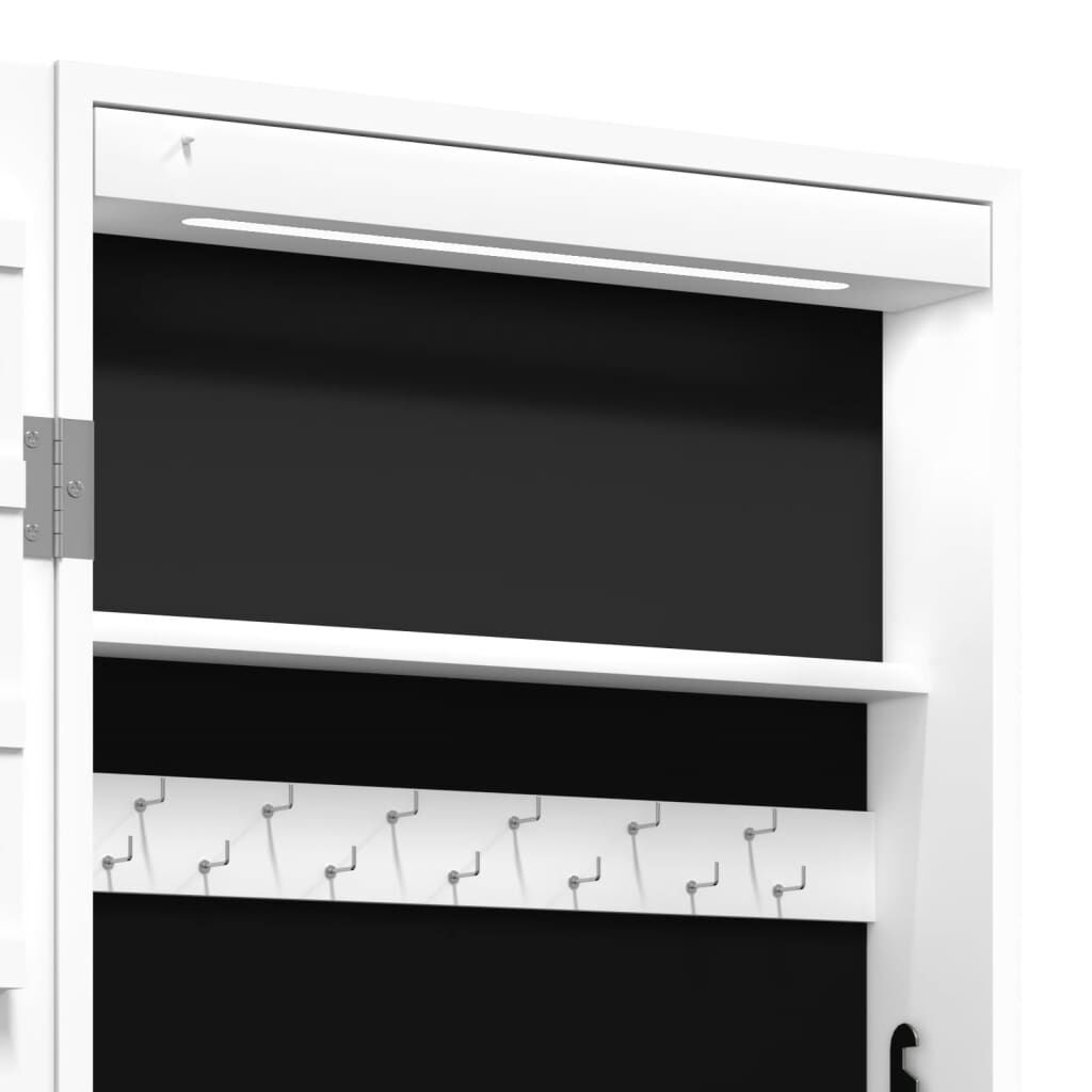 vidaXL Έπιπλο Κοσμημάτων με Καθρέφτη/LED Φώτα Επιτοίχιο Λευκό