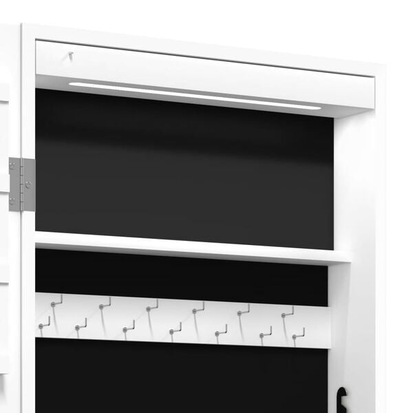 vidaXL Έπιπλο Κοσμημάτων με Καθρέφτη/LED Φώτα Επιτοίχιο Λευκό