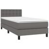 vidaXL Κρεβάτι Boxspring με Στρώμα Γκρι 80 x 200 εκ. Συνθετικό Δέρμα
