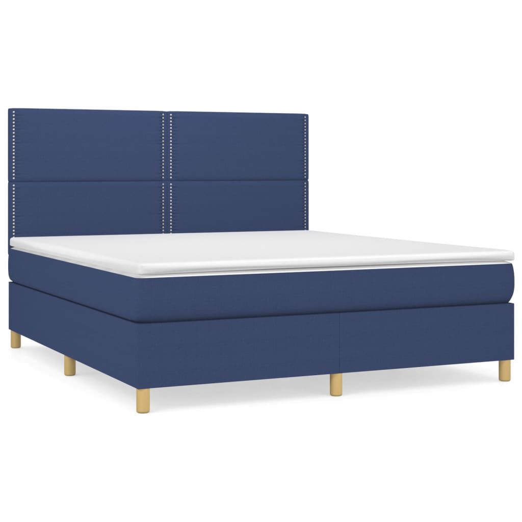 vidaXL Κρεβάτι Boxspring με Στρώμα Μπλε 160x200 εκ. Υφασμάτινο