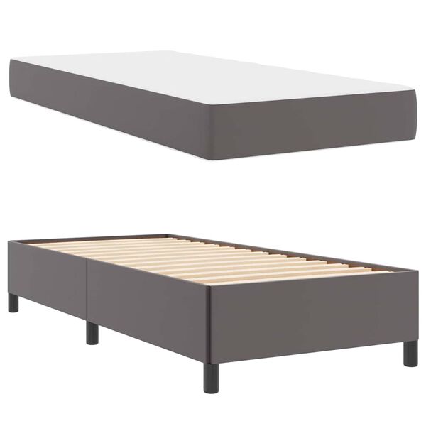vidaXL Σκελετός κρεβατιού με στρώμα Γκρι 80 x 200 cm Τεχνητό δέρμα