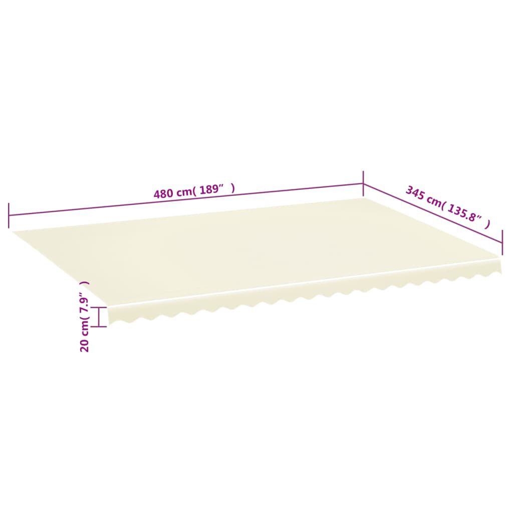 vidaXL Τεντόπανο Ανταλλακτικό Κρεμ 5 x 3,5 μ.