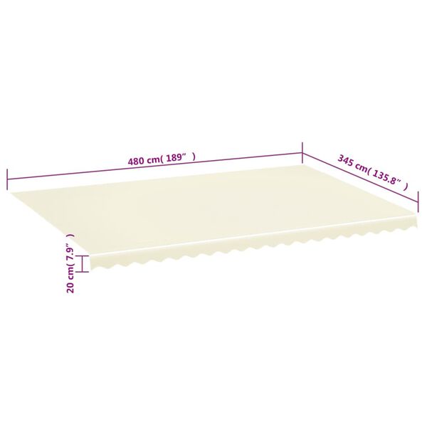 vidaXL Τεντόπανο Ανταλλακτικό Κρεμ 5 x 3,5 μ.