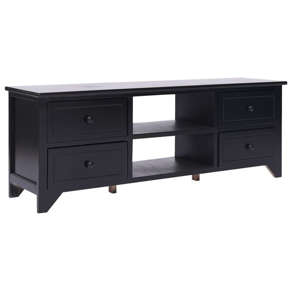 vidaXL Έπιπλο Τηλεόρασης Μαύρο 108x30x40 εκ. από Μασίφ Ξύλο Παυλώνιας
