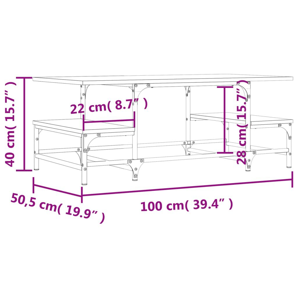 vidaXL Τραπεζάκι Σαλονιού Καφέ Δρυς 100x50,5x40 εκ. Επεξεργασμένο Ξύλο