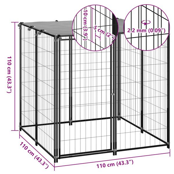 vidaXL Σπιτάκι σκύλου Μαύρο 110 x 110 x 110 από Ατσάλι
