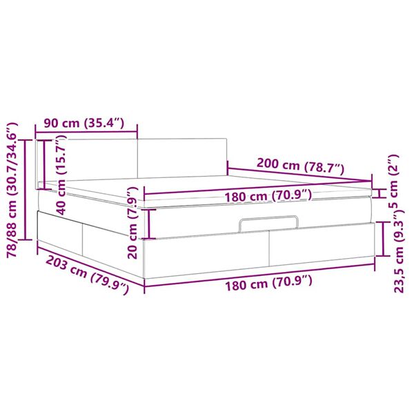 vidaXL Οθωμανικό κρεβάτι με στρώμα σκούρο μπλε 180x200cm Velvet
