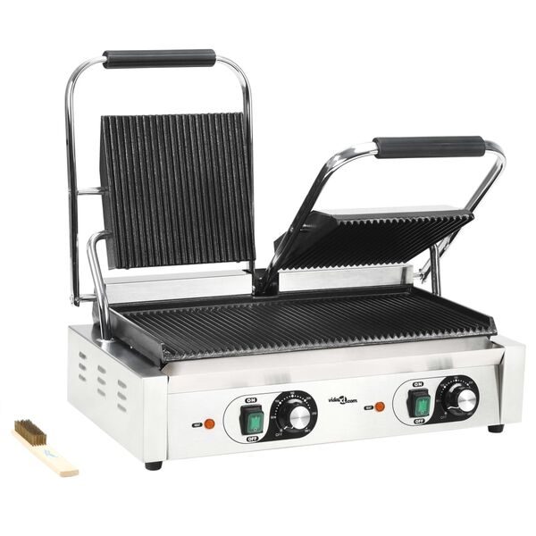 vidaXL Τοστιέρα Διπλή Ραβδωτή Panini 3600 W 57 x 30,5 x 20 εκ.
