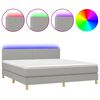 vidaXL Κρεβάτι Boxspring με Στρώμα & LED Αν.Γκρι 180x200 εκ Υφασμάτινο