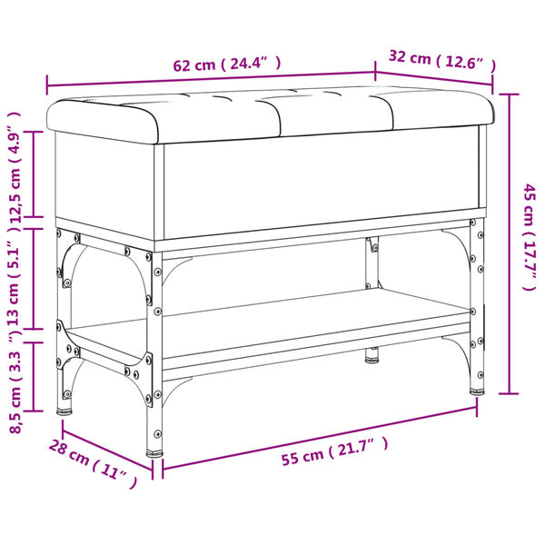 vidaXL Παπουτσοθήκη Sonoma Δρυς 62x32x45 εκ. από Επεξεργασμένο Ξύλο
