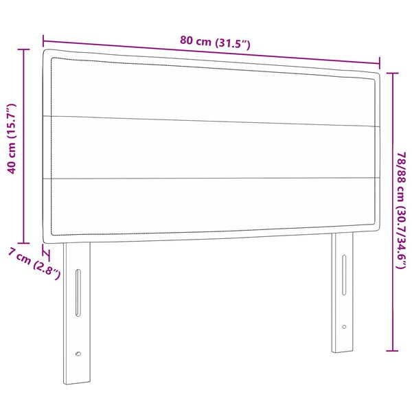 vidaXL LED κεφαλάρι Επιτοίχιο Σκούρο καφέ Σκούρο καφέ 80 cm ύφασμα