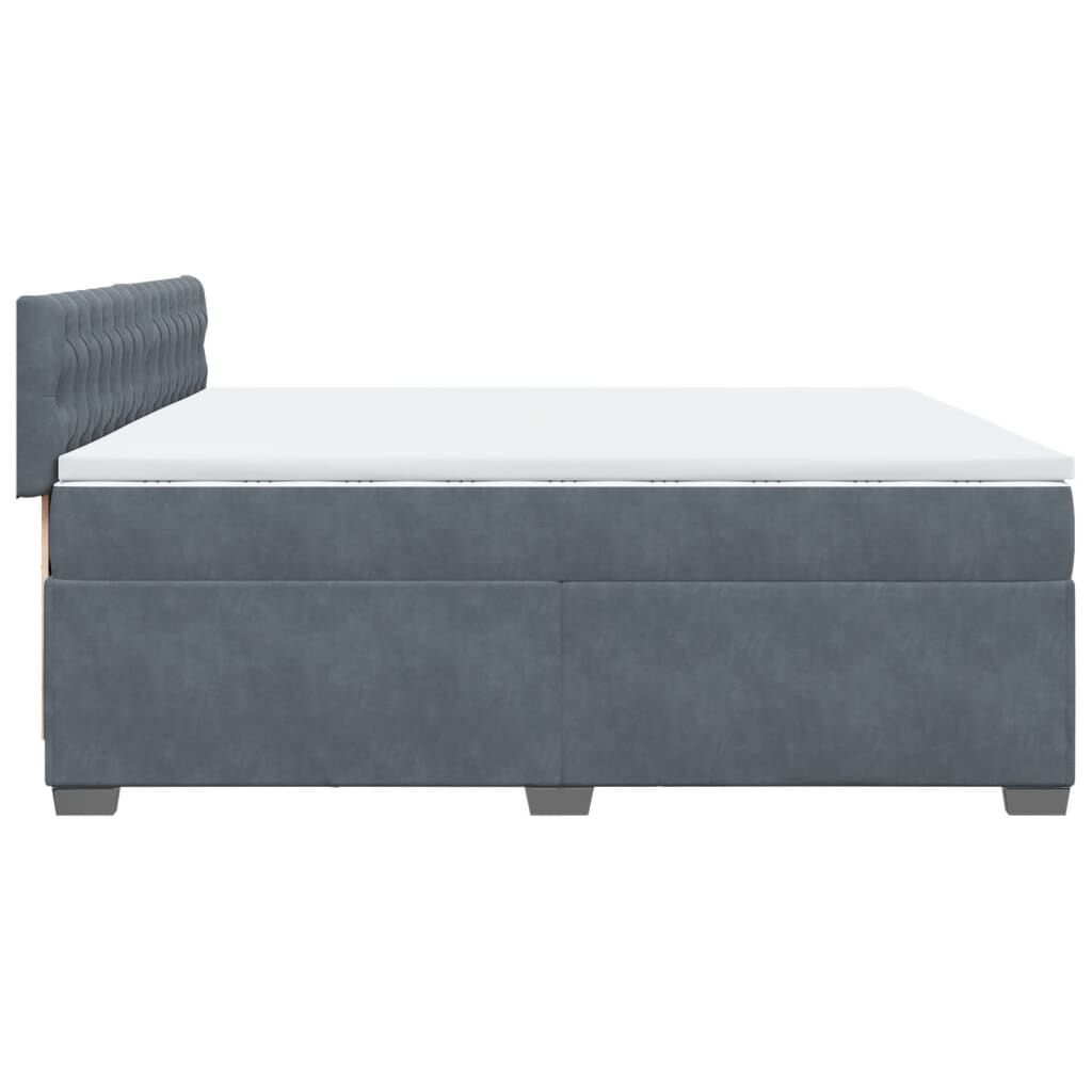 vidaXL Κρεβάτι Boxspring με Στρώμα Σκούρο Γκρι 200x200 εκ. Βελούδινο
