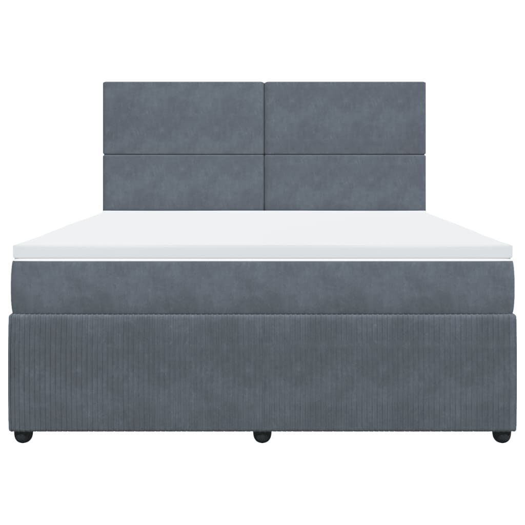 vidaXL Κρεβάτι Boxspring με Στρώμα Σκούρο Γκρι 180x200 εκ. Βελούδινο