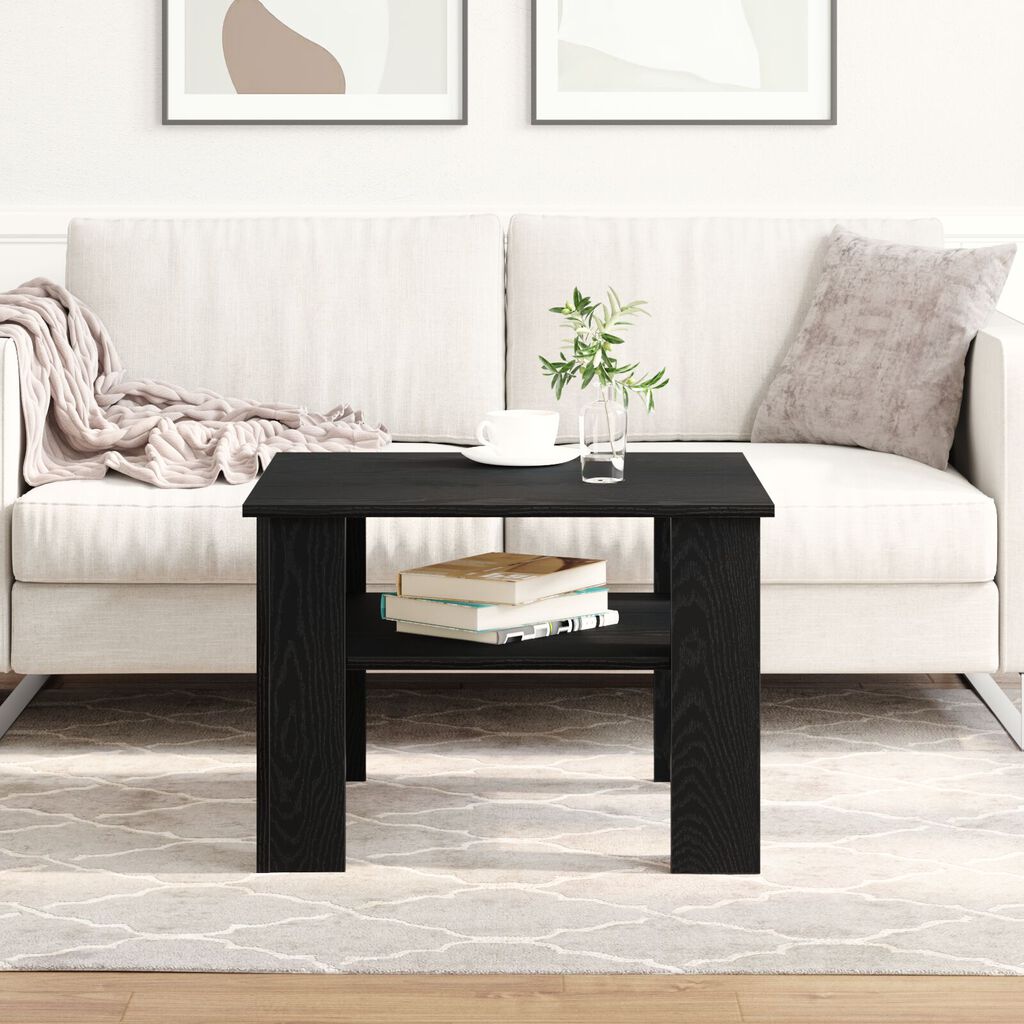 vidaXL Τραπεζάκι σαλονιού Μαύρο Δρύς 60x60x42 εκ. Επεξεργασμένο ξύλο
