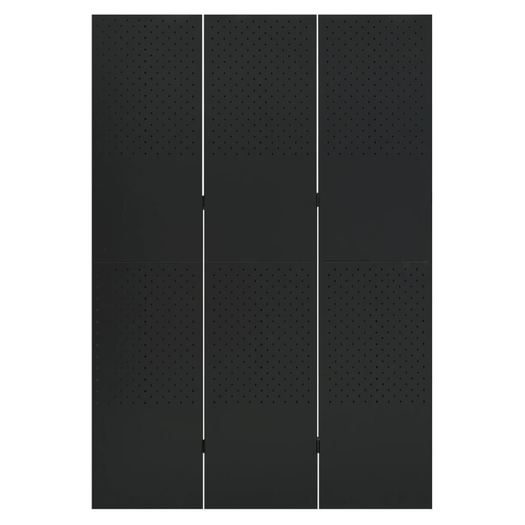 vidaXL Διαχωριστικό Δωματίου με 3 Πάνελ Μαύρο 120 x 180 εκ. από Ατσάλι