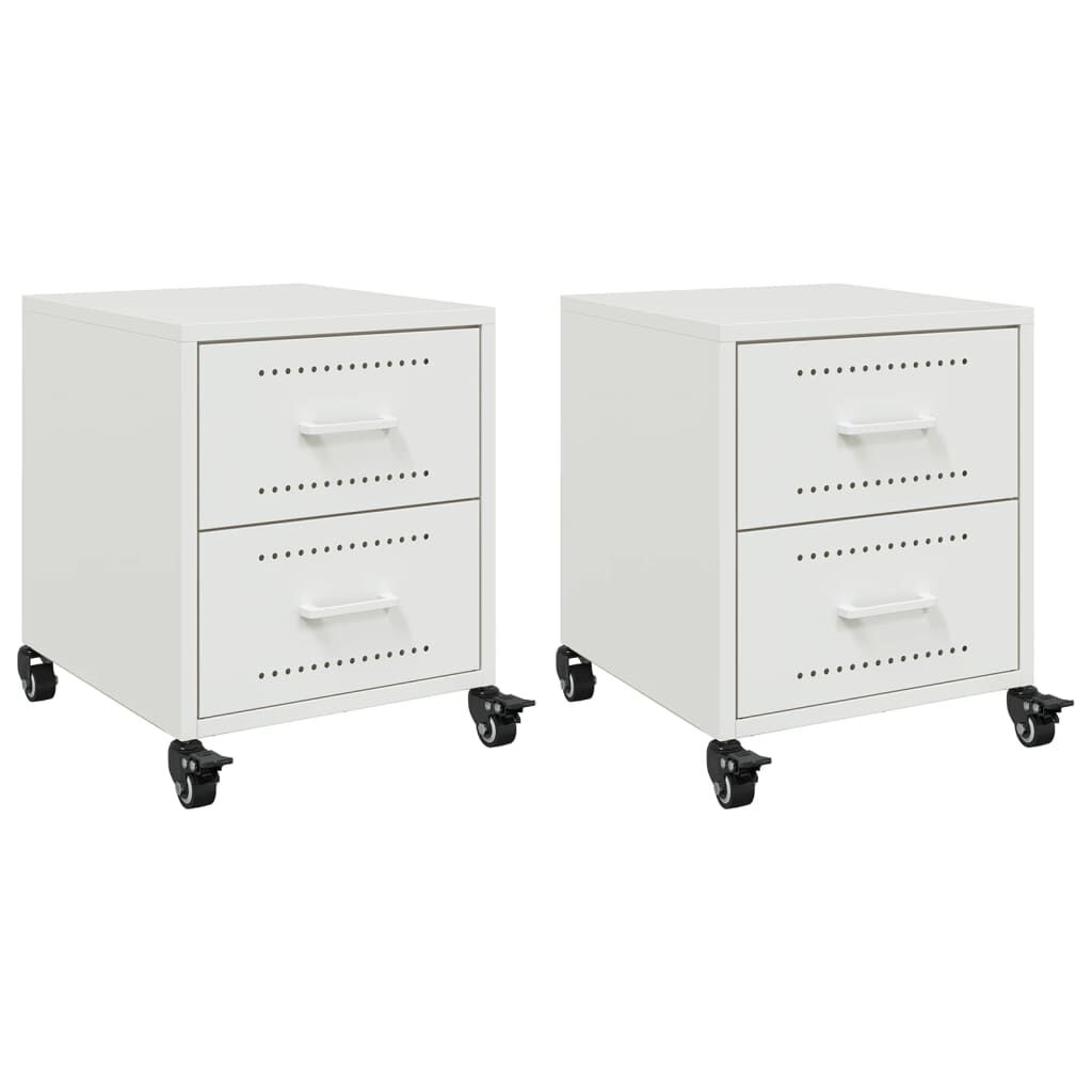 vidaXL Κομοδίνα 2 τεμ. Λευκό 36x39x43,5 εκ. από Χάλυβα