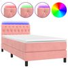 vidaXL &Kappa;&rho;&epsilon;&beta;ά&tau;&iota; Boxspring &mu;&epsilon; &Sigma;&tau;&rho;ώ&mu;&alpha; & LED &Rho;&omicron;&zeta; 90x190 &epsilon;&kappa;. &Beta;&epsilon;&lambda;&omicron;ύ&delta;&iota;&nu;&omicron;