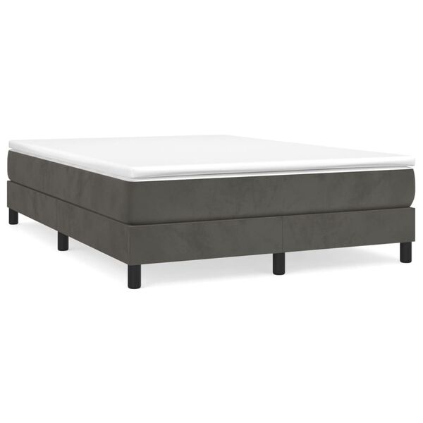 vidaXL Κρεβάτι Boxspring με Στρώμα Σκούρο Γκρι 140x190 εκ. Βελούδινο