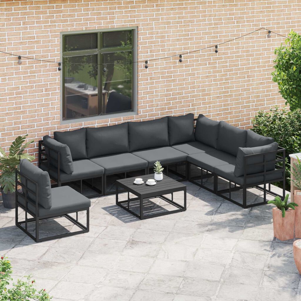 vidaXL Σετ Καναπέ Κήπου 7 pcs Μαύρο 70 x 70 x 32 εκ Αλουμίνιο