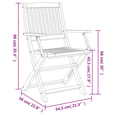 vidaXL Καρέκλες Κήπου Πτυσσόμενες 2 τεμ 58x54,5x90 εκ. Μασίφ Ακακία