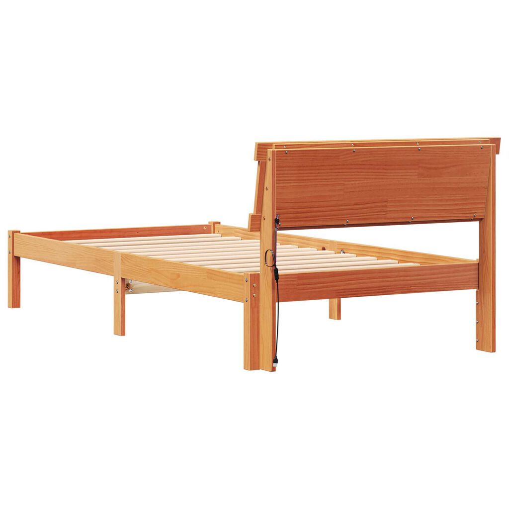 vidaXL Σκελετός Κρεβατιού Καφέ κεριού 90 x 190 cm Ξύλο πεύκου