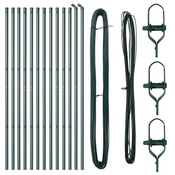 vidaXL Πό posts φράχτη 13 pcs Πράσινο Ø32mm 150 εκ