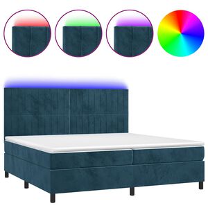 vidaXL &Kappa;&rho;&epsilon;&beta;ά&tau;&iota; Boxspring &mu;&epsilon; &Sigma;&tau;&rho;ώ&mu;&alpha; & LED &Sigma;&kappa;. &Mu;&pi;&lambda;&epsilon; 200x200&epsilon;&kappa;. &Beta;&epsilon;&lambda;&omicron;ύ&delta;&iota;&nu;&omicron;