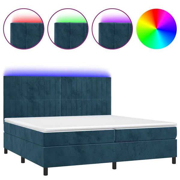 vidaXL &Kappa;&rho;&epsilon;&beta;ά&tau;&iota; Boxspring &mu;&epsilon; &Sigma;&tau;&rho;ώ&mu;&alpha; & LED &Sigma;&kappa;. &Mu;&pi;&lambda;&epsilon; 200x200&epsilon;&kappa;. &Beta;&epsilon;&lambda;&omicron;ύ&delta;&iota;&nu;&omicron;